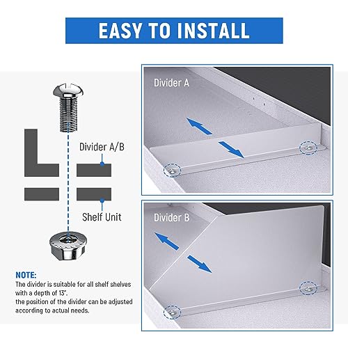 AA Products P-SH-Divider-16A Shelf Divider Shelf Accessories Designed for 16" Depth Van Shelving Storage, Set of 3 - Grey - size: 16"D - Basic Version