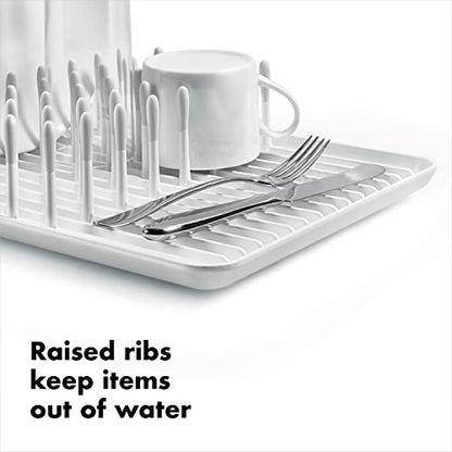 OXO Good Grips Compact Dish Rack Biscuit | For Dishware | 13-3/4 x 10-3/8 x 3-1/2 Inch | Non-Skid Feet | Pack of 4 - size: 13-3/4" x 10-3/8" x 3-1/2" h (Pack of 4)