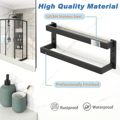 Alise Double Towel Bar, 16" Towel Racks for Bathroom Wall Mounted, SUS304 Stainless Steel Bathroom Towel Holder, Modern Quick Drying Towel Hanger, Matte Black - color: Matte Black, size: 16-inch