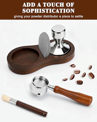 Tamping Station, Walnut Espresso Tamping Station, Espresso Accessories Organizer Compact Coffee Tamper Holder Coffee Maker Tool - color: Brown Station