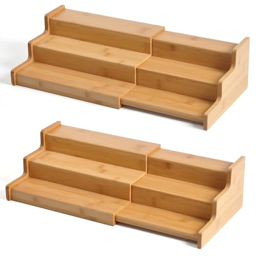 JinDoWin Spice Rack Organizer For Cabinet, Spice Organization For Cabinet, Spice Rack For Countertop,15.7 Inch Adjustable Seasoning Organizer Spice Organizer (2 Pack, Medium) - color: 2 Pack