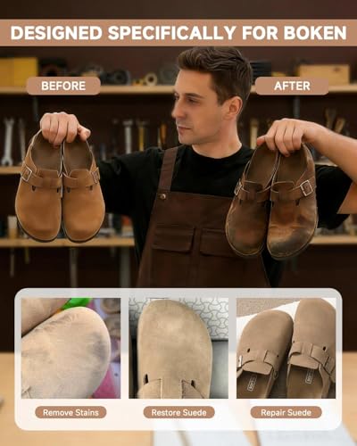 6-in-1 Sandal and Shoe Cleaning Kit for Birkenstock –Suede & Nubuck Cleaner, Protector Spray, Cork Sealer & Brush,Safe for Leather, Suede, Footbed, Nubuck & Cork Footbeds