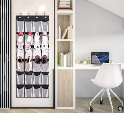 MISSLO Over The Door Organizer 24 Large Mesh Shoe Storage Pockets, Black