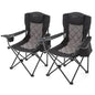 ARROWHEAD OUTDOOR 2-Pack Portable Deluxe Folding Camp Quad Chair w/Headrest, Glass & Cup Holders, Armest 6-can Cooler, Heavy Duty Carry Bag, 550 lbs Weight Capacity - color: Black 2pack