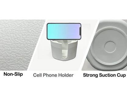 Anti-Spill Cup Holder, FINTHECH Desk Cup Holder,Silicone Suction Cup Holder for Smooth Flat Desk，Holds Cups (White). - color: White