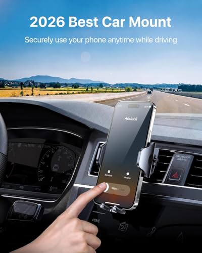 andobil 2026 Upgraded Car Phone Holder Mount, Military-Grade Phone Holders for Your Car Vent Ultra-Stable Metal Clip Universal 360° Cell Phone Car Mount for iPhone 17 Pro Max 16/15/14/13/12/ Samsung - color: Black