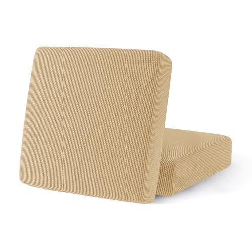 SUBRTEX Stretch Cushion Covers Couch Cushion Slipcovers RV Seat Covers Chair Loveseat Sofa Cushion Protector Spandex Elastic Furniture Protector for Seat(Khaki, 2 Pieces) - color: Khaki, size: 2 pieces