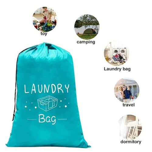 2 Pack XL Travel Laundry Bag, Dirty Clothes Organizer with Drawstring, Large Enough to Hold 4 Loads of Laundry， Easy Fit a Laundry Hamper or Basket，24" x 36" (Grey+Blue) - color: Grey+Blue