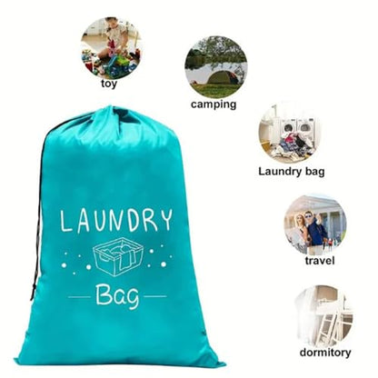 2 Pack XL Travel Laundry Bag, Dirty Clothes Organizer with Drawstring, Large Enough to Hold 4 Loads of Laundry， Easy Fit a Laundry Hamper or Basket，24" x 36" (Blue+ Pink) - color: Blue+Pink