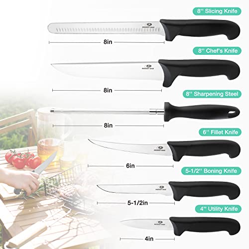 Mossy Oak Kitchen Knife Set, 6 PCS Chef Knives with Roll Bag, Sharp Stainless Steel Camping Knife for Cutting Meat, Fruits & Vegetables, Practical Gifts Knife Set for Women Men Cooking Lovers