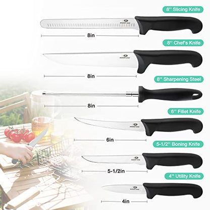 Mossy Oak Kitchen Knife Set, 6 PCS Chef Knives with Roll Bag, Sharp Stainless Steel Camping Knife for Cutting Meat, Fruits & Vegetables, Practical Gifts Knife Set for Women Men Cooking Lovers