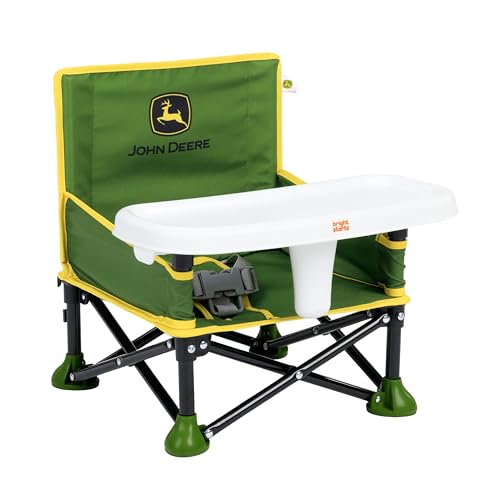 Bright Starts John Deere Pop 'N Sit Portable Booster Chair, Floor Seat, Indoor/Outdoor Use, Compact Fold, Green and Yellow, 6 Mos - 3 Yrs - color: John Deere
