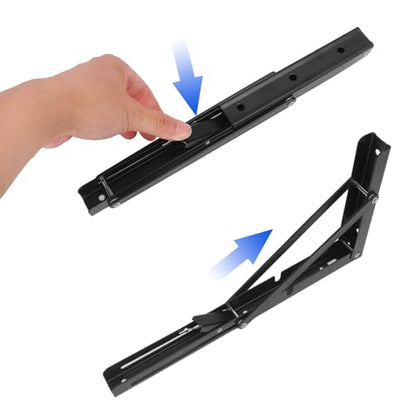 10 Pack 12 Inch Black Folding Shelf Brackets with Screw, Collapsible Shelf Bracket Wall Mounted, Heavy Duty Folding Shelf Brackets for Wood Shelves, Wall-Mounted Tables & More - size: 10 Pack 12 Inch Black