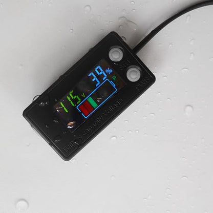 Waterproof Battery Meter 12V, Battery Monitor DC8-100V with LCD Display, Golf Cart Voltage Meter, Capacity Percentage Tester for DIY Project, RV,Boat