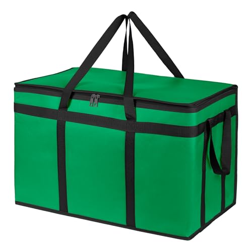 Bodaon Insulated Food Delivery Bag, XXXL Pizza Delivery Bags for Hot/Cold Food, Commercial, Large Capacity Reusable Warming Bag, Catering Cooler Bag for Delivery, Warmers for Parties (Green, 1Pk) - color: Green-Black Edge, size: XXX-Large