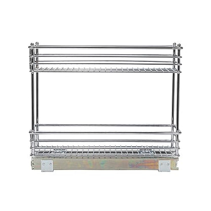 Household Essentials Glidez 2‑Tier Multipurpose Chrome‑Plated Steel Pull‑Out/Slide‑Out Under Cabinet Organizer, Chrome Finish - size: 7" - Extended, style: 2-Tier