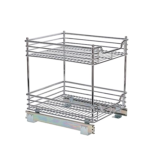 Household Essentials Chromed Steel 2-Tier Artisan Pull-Out Organizer - size: 14.25" - Standard, style: 2-Tier