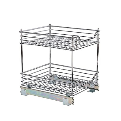 Household Essentials Chromed Steel 2-Tier Artisan Pull-Out Organizer - size: 14.25" - Standard, style: 2-Tier