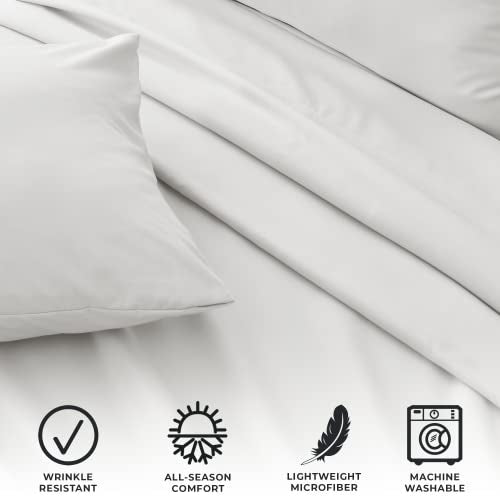 Great Bay Home 3-Piece Twin White Microfiber Sheet Set - Ultra-Soft, Brushed Bedding Sheets & Pillowcases - Wrinkle & Fade Resistant, All-Season Bed Sheets for Bed (Twin, White) - color: 23 - White, size: Twin
