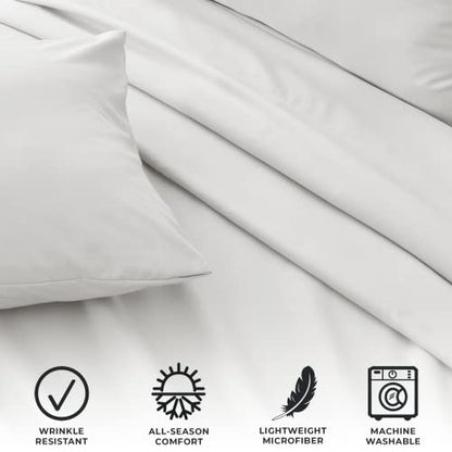 Great Bay Home 3-Piece Twin White Microfiber Sheet Set - Ultra-Soft, Brushed Bedding Sheets & Pillowcases - Wrinkle & Fade Resistant, All-Season Bed Sheets for Bed (Twin, White) - color: 23 - White, size: Twin