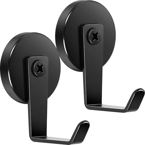 Neosmuk Magnetic Hooks,170lb Heavy Duty Magnet Wreath Hanger,Steel-Tube Base,No-Drill Door Hook, L-Cruise Cabin Door Hook,Black,2 Pack - color: Black, size: 2P
