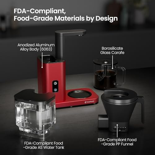Kismile SCA-Certified 8 Cup Drip Coffee Maker, Pour Over Coffee Machine with 3s Instant Heat 197–205℉, Adjustable Flow Control, Removable Water Tank, Deep Cold Brew & 40 Min Keep Warm (Red) - color: Red