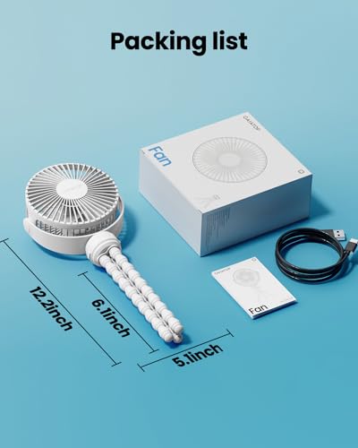 Gaiatop Mini Portable Stroller Fan, Battery Operated Small Clip on, Detachable 3 Speed Rechargeable, 360° Rotate Flexible Tripod Better Cooling for Car Seat Crib Treadmill Travel White - color: white