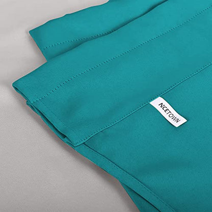 NICETOWN Blackout Valances Scalloped Tier Drape - 42 inches by 18 inches Energy Efficient Rod Pocket Valance Window Treatment Tier Curtain for Camper RV/Bedroom, Peacock Teal, 1 Piece - color: Peacock Teal, size: 42"W x 18"L (Pack of 2)
