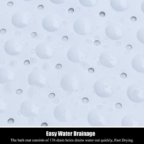 Bathtub and Shower Mats, 28 x 15 Inch Non-Slip Bath Mat, Machine Washable Bath Tub Mat with Suction Cups & Drain Holes for Bathroom, Beige - color: White, size: 28" x 15" (Rectangular)