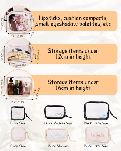 Personalized Clear Makeup Bag For Women Men, Toiletry Pouch with Zipper Reinforced Seams, Custom Travel Water Resistant Storage Car Organizer(S/M/L)