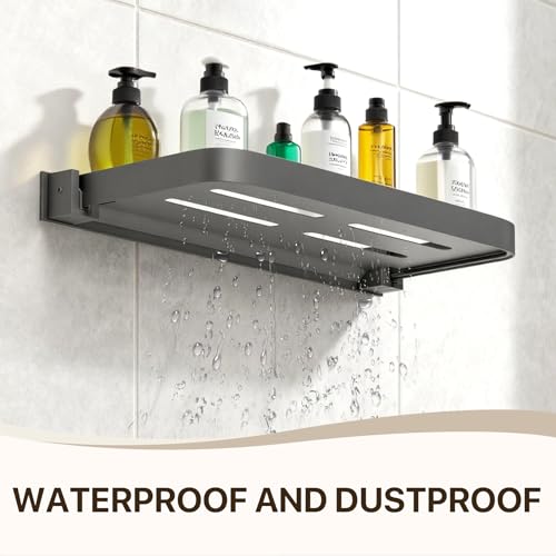 Aluminum RV Foldable Floating Shelves, Grey, 1 Pack | 90° Space-Saving Wall-Mounted, No Drill Furniture for Bathroom, Motor Home, Kitchen - size: 1 Pack