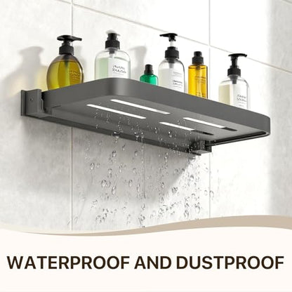 Aluminum RV Foldable Floating Shelves, Grey, 1 Pack | 90° Space-Saving Wall-Mounted, No Drill Furniture for Bathroom, Motor Home, Kitchen - size: 1 Pack