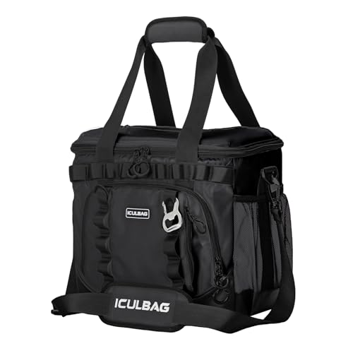 Soft Travel Coolers Bags Insulated Cooling 16hour for Camping Hiking Beach Travel Soft Sided Insulated Cooler Bag 20/48Cans for Women Men - color: Black, size: 20L
