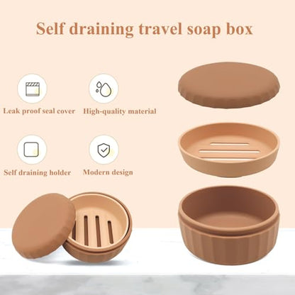 Silicone Travel Soap Box with Lid Draining Soap Container for Shower Compact Travel Soap Case Leak-Proof Design for Camping, Hiking, Gym & Outdoor Use Keeps Soap Dry & Hygienic (Cannoli Cream) - color: Cannoli Cream