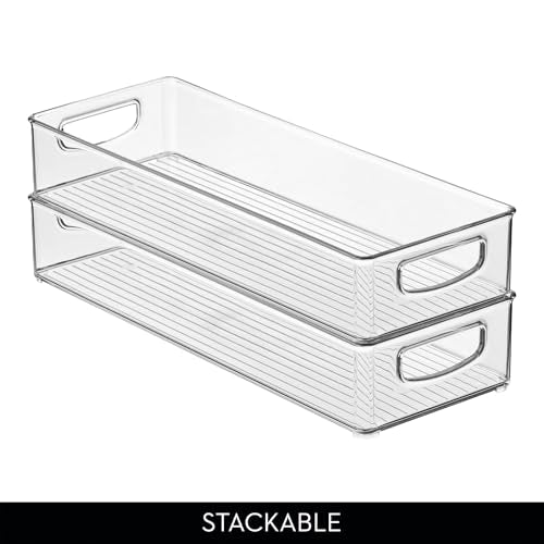 iDesign Slim Extra Long Clear Storage Bin | Narrow, Stackable, Kitchen or Pantry Organizer - size: 16 x 6 x 3, style: Pack of 1