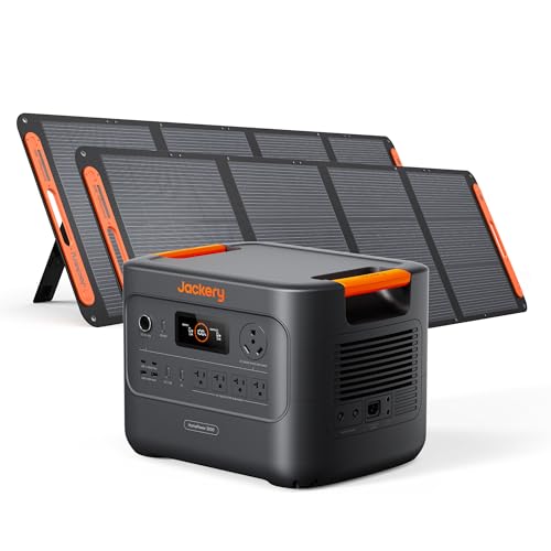 Jackery HomePower 3000 Portable Power Station with 2X 200W Solar Panels, 3600W (Surge 7200W) Output, 3072Wh LFP Battery Solar Generator, Essential Backup for Home Use, Power Outage, RV, Emergencies - style: HomePower 3000+2x200W