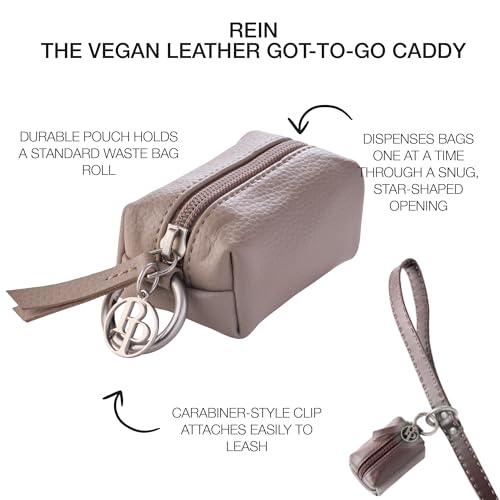 Rein - The Recycled Vegan Leather Pouch Durable Heavy Duty Bag Holder, Leash Attachment Made With Sustainable Materials, Custom Hardware for Small, Medium & Large Dogs, Dappled Cashmere - color: Dappled Cashmere, size: One Size