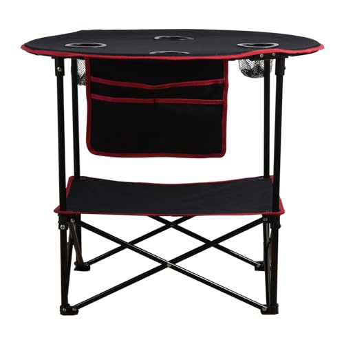 LEADALLWAY Camping Table Folding Picnic Table with 4 Cup Holders and Side Storage Bag Collapsible Canvas Portable Tables Folding with Carry Bags for BBQ Outdoor Fishing | Portable, Collapsible, with 4 Cup Holders and Side Storage Bag, for BBQ Outdoor Fish