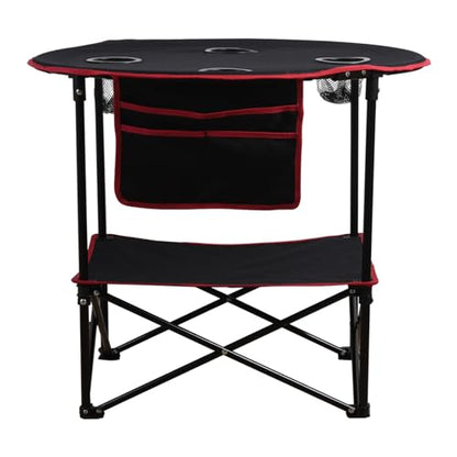 LEADALLWAY Camping Table Folding Picnic Table with 4 Cup Holders and Side Storage Bag Collapsible Canvas Portable Tables Folding with Carry Bags for BBQ Outdoor Fishing | Portable, Collapsible, with 4 Cup Holders and Side Storage Bag, for BBQ Outdoor Fish