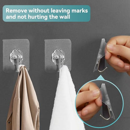 50 Pack Sticky Hooks for Hanging Heavy Duty, Wall Hook Adhesive, Transparent self Adhesive Hooks for Wall, Kitchen, Bathroom & Ceiling - color: 50 Transparent self Adhesive Hooks