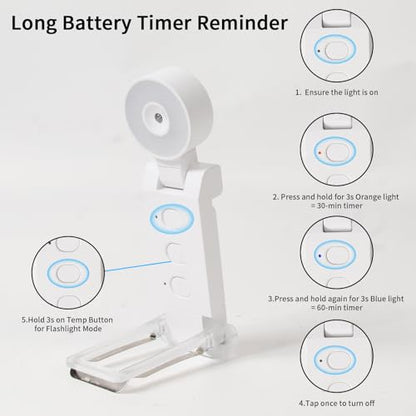 Book Light,USB Rechargeable Clip-On Reading Light,30 Adjustable Modes,Eye-Caring,Flashlight with Timer, Perfect for Book Lovers/Travel(White, Round) - color: White, size: Round