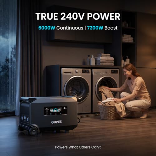 OUPES Guardian 6000 Ultimate Power System: 9216Wh Dual Battery Station with 6000W Output, 4x240W Solar Panels (960W), 120V/240V Dual Voltage for Complete Energy Independence & Home Backup - style: Guardian 6000+G5 Battery+4*240W Panels