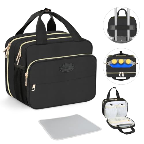 Breastmilk Cooler Travel Bag with Ice Pack, Insulated Bottle Bags with Luggage Strap, Compatible with Wearable Breast Pumps & Accessories, Portable Breast Pump Carrying Case for Working Moms, Black - color: Black