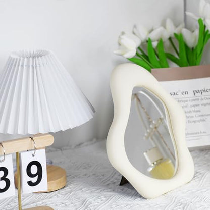 YCHMIR Small Wall Mirror Table Mount Vanity Mirror 10 “L x 8.8 ”W (Light Yellow) - color: Light Yellow