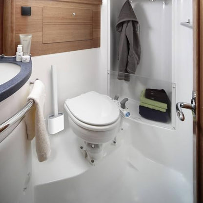 RV Toilet Bowl Brush by, Silicone Bristles, Wall-Mounted, Anti-Roll & Anti-Drip Design | Safe for RV Toilets, Travel Trailers, Campers | Durable & Easy to Clean | Made by RVers for RVers - color: White-1