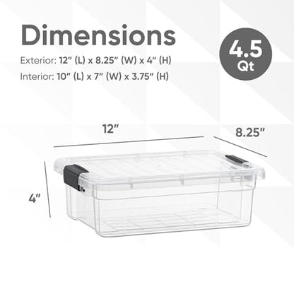 Superio Clear Plastic Storage Bins with Lid, 4.5 Quart Box, Organizing Containers, Stackable Plastic Tote for Home, Garage, Dorm, School, and Office - size: 4.5 Qt