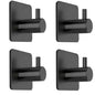 Fotosnow Black Adhesive Towel Hooks Heavy Duty Stick on Wall Hooks Shower Hooks for Bathroom Kitchen Door-4 Packs - color: Black