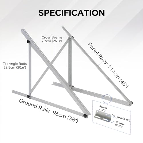 45" Solar Panel Mount Brackets Adjustable Solar Panel Tilt Mount Brackets for 100-400 Watts Solar Panel 2400Pa Windproof for Roof, RV, Ground, Boat and Off-Grid (Brackets with Cross Beams) - color: Upgrade silver
