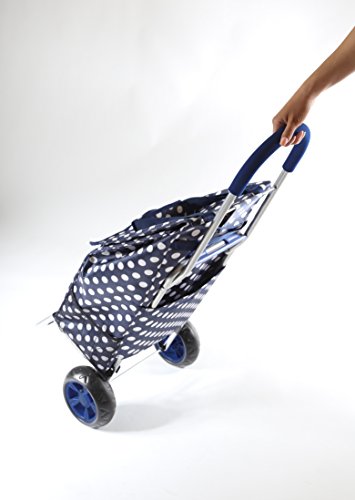 dbest products Trolley Dolly Shopping Grocery Foldable Cart Storage Mom, Blue Polka Dot - color: Blue Polka Dot, style: Cart