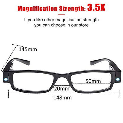 4 Pcs Reading Glasses Led Readers with Lights Fashion Glasses for Reading for Men and Women Lighted Magnifier Nighttime Reader Compact Full Frame Eyewear Unisex Clear Vision Lighted Eye Glasses(+350) - color: +350